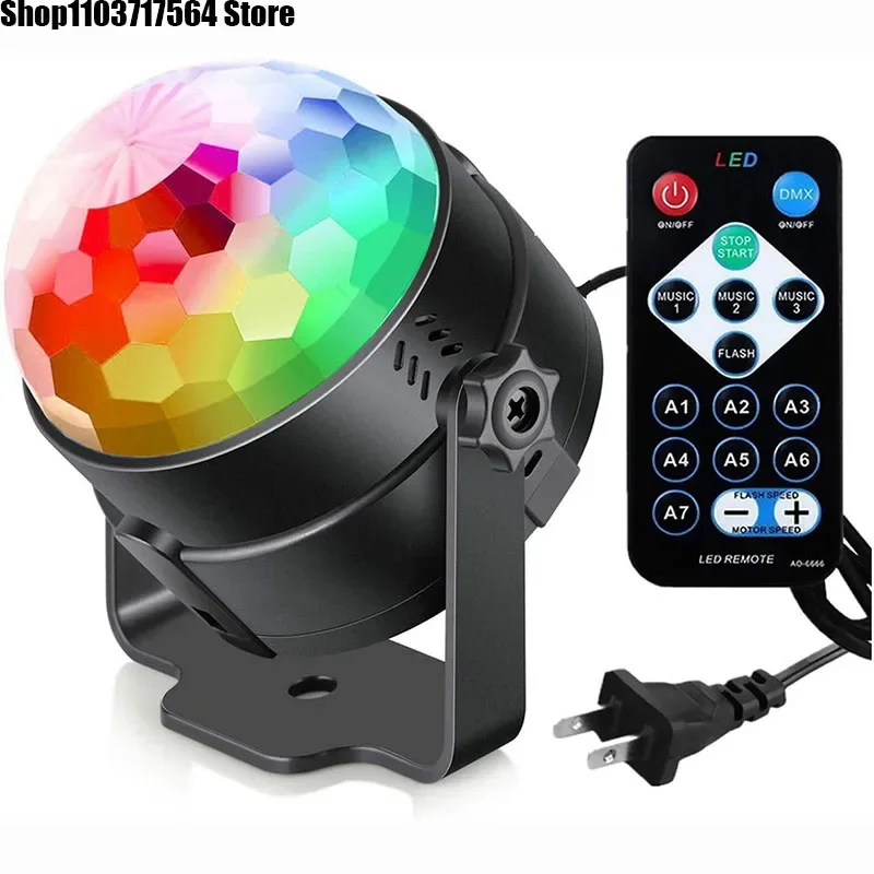 

Remote control small magic ball LED mini crystal DJ stage star projection light colorful rotating atmosphere laser KTV light