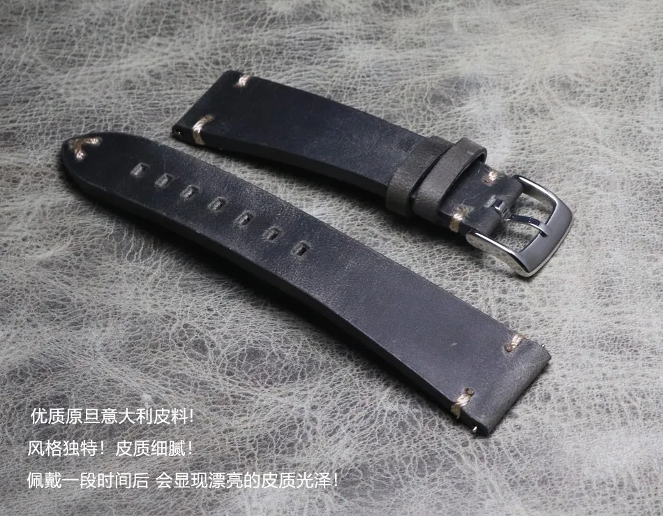 New Arrival Retro 20mm 21mm 22mm Leather Watch Strap Band Quick Release For Man Black Green Strap