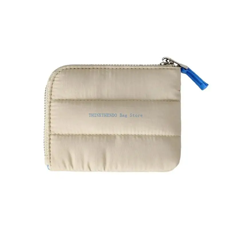 340D Ladies Nylon Card Holder With Zippers Coin Purse Quilted Small Wallet Daily Essential Change Pocket For Everyday Use