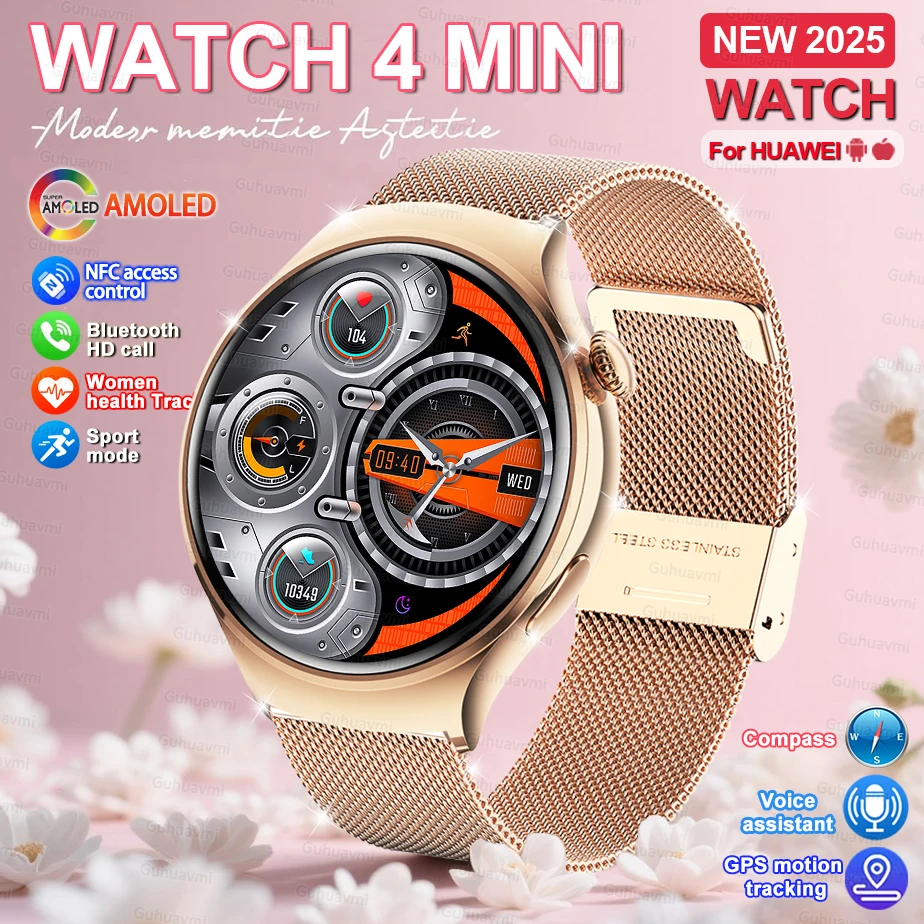 

2025 Новые женские модные умные часы для женщин AMOLED HD Экран GPS Спортивные часы с пульсометром Bluetooth Вызов Водонепроницаемые уличные умные часы для женщин