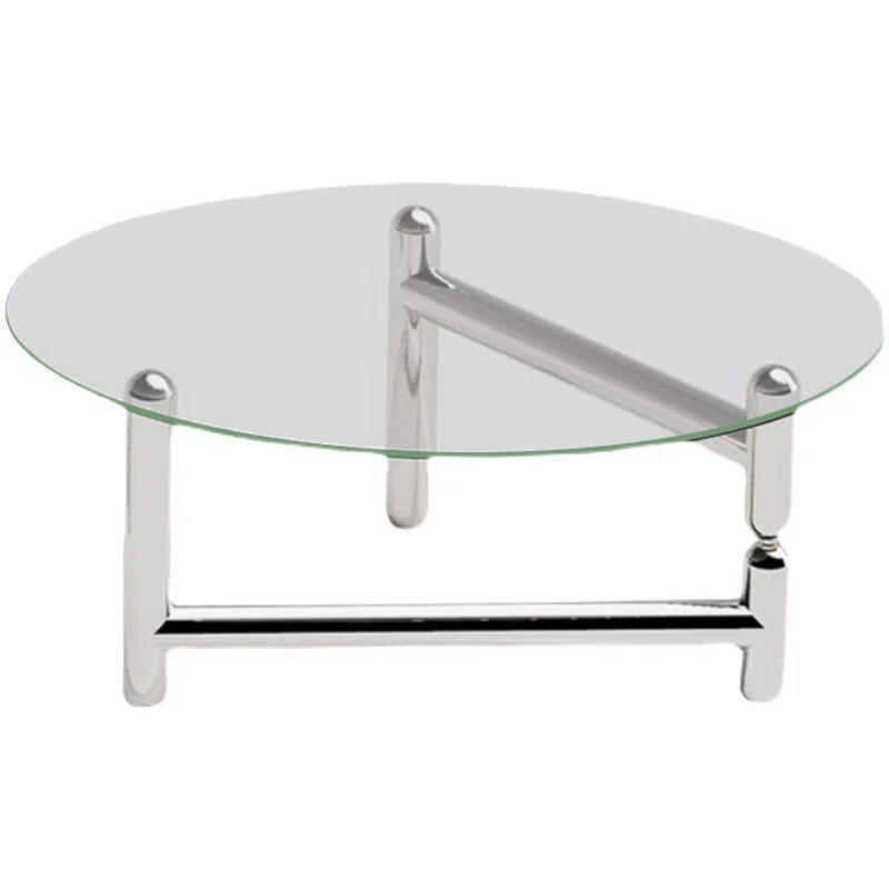 

Balloon dog round tempered glass small apartment designer art stainless steel small coffee table