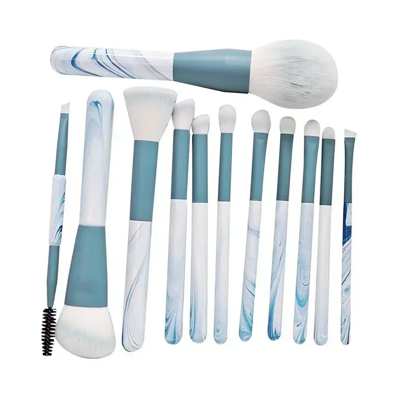 Atacado 12 pçs conjunto de pincéis de maquiagem ultra macio em pó ferramentas de maquiagem ponto iniciante blush escova corretivo escova faca borda delineador
