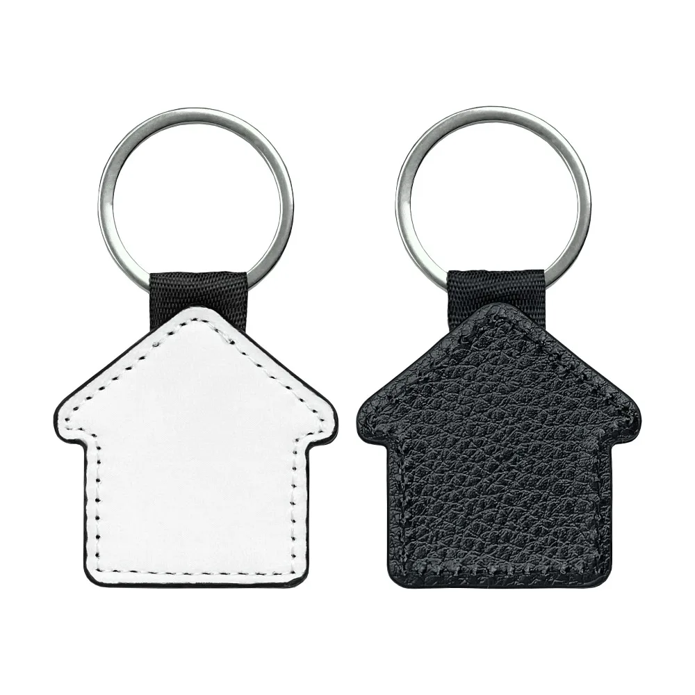 DIY Dye Sublimation Blanks Keychain PU Leather Rectangle Heat Transfer Keyring Pebbled Grain Heart