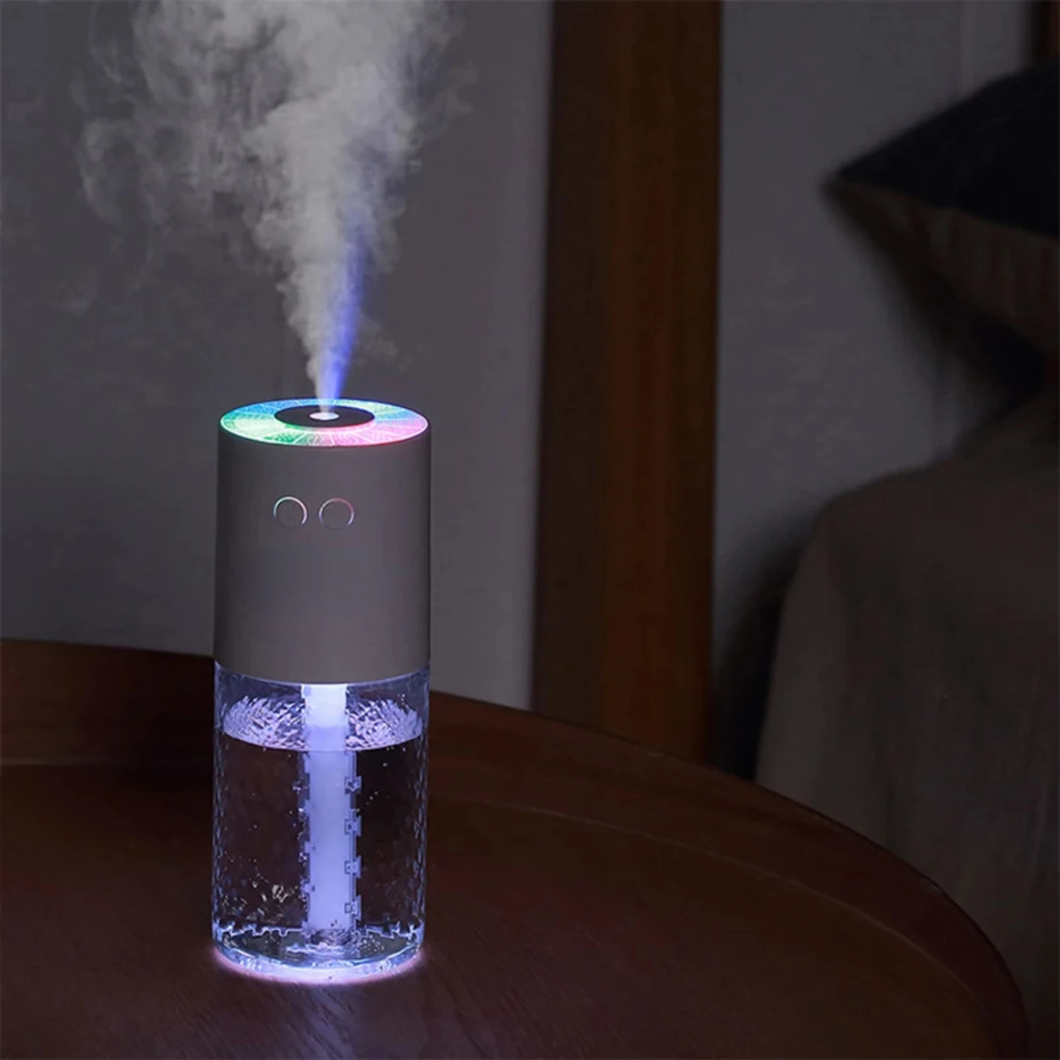 Cool 200ml Portable Mini USB Rechargeable Water Mist Diffuser - Gift Projection Light for Moisturizing Skin, Wireless and Portab