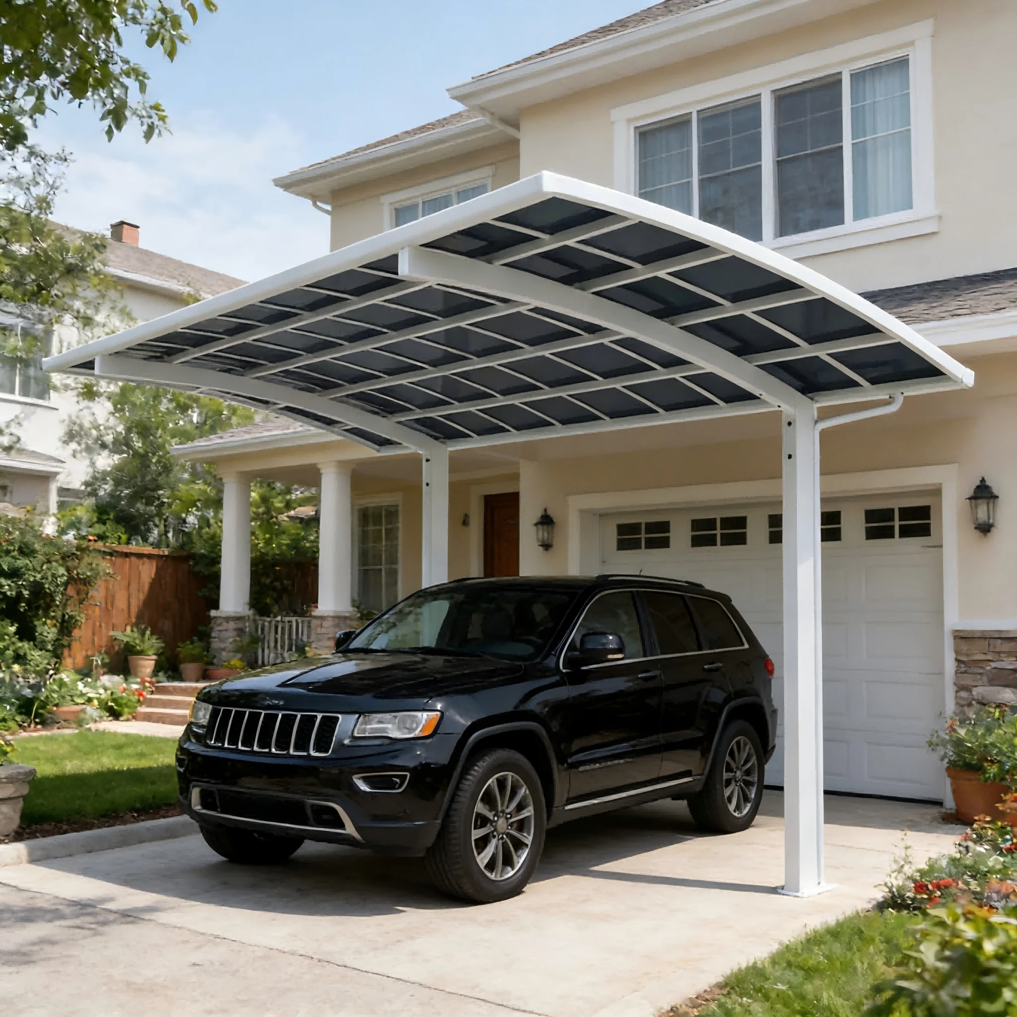 Household Saves Space Outdoor Garden Car Parking High Quality Sturdy Aluminum Alloy Acrylic Carport UV Protection Car Shelter