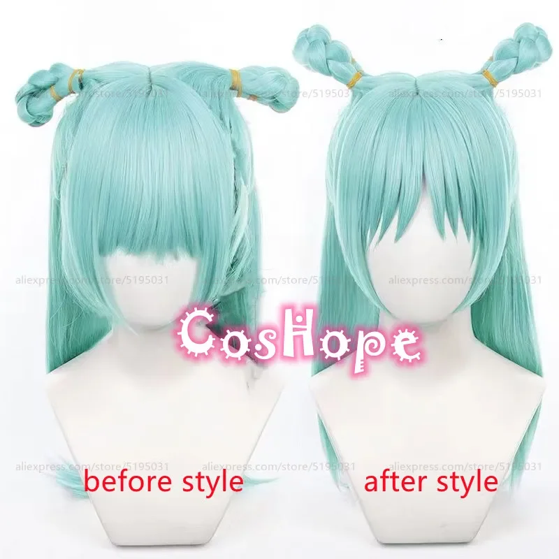 Hajime Kashimo Cosplay Wig 55cm Long Pre Braided Cyan Wig Cosplay Anime Cosplay Wig Heat Resistant Synthetic Wigs