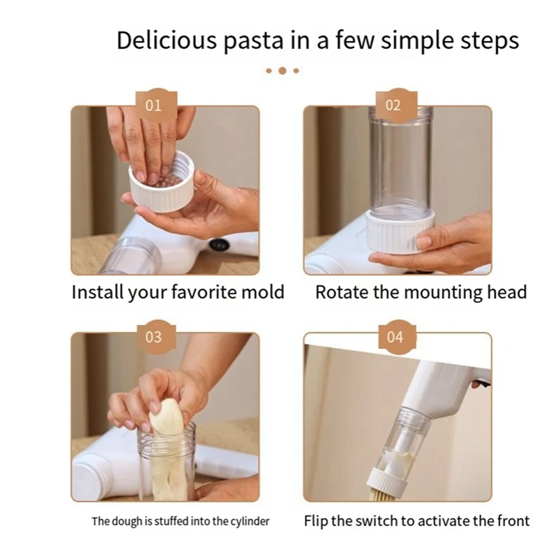 Top Sale Handheld Electric Pasta Maker Electric Noodle Maker High Efficiency Handheld Press Pasta Machine With 6 Molds For Home