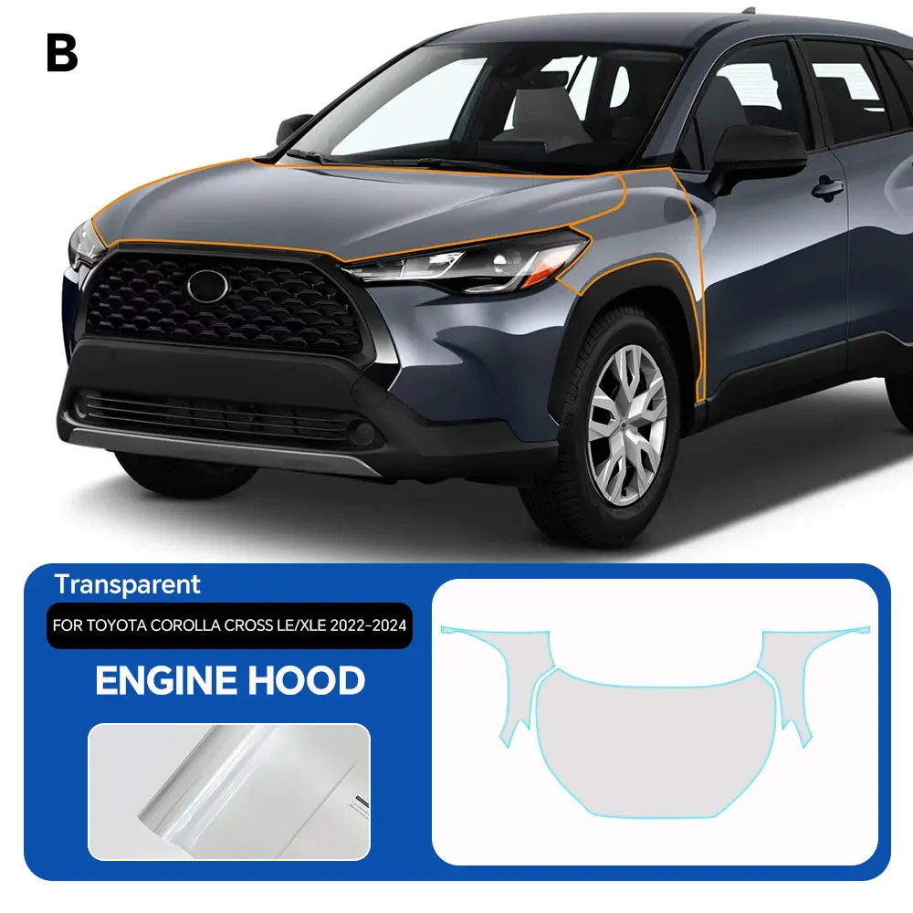 

For Toyota Corolla Cross LE|XLE 2022-2024 TPU Body Bumper Door Pre-cut Paint Protection Film PPF Scratch-resistant Transparent