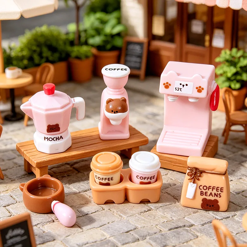 100pcs Kawaii Resin Cartoon Coffee Machine Cup Soup Series DIY Decor Dollhouse Accessories