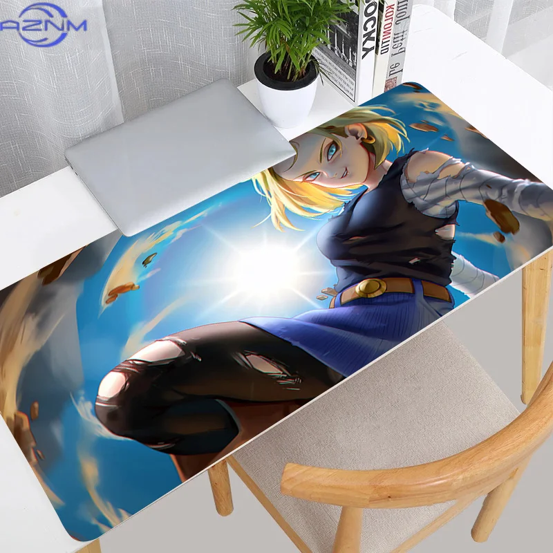 Dragon Ball Android 18 Z Mouse Pad eSports Game Speed Rubber Game Extended Desk Mat DBZ Anime Mousepad Non-slip XXL Keyboard Mat