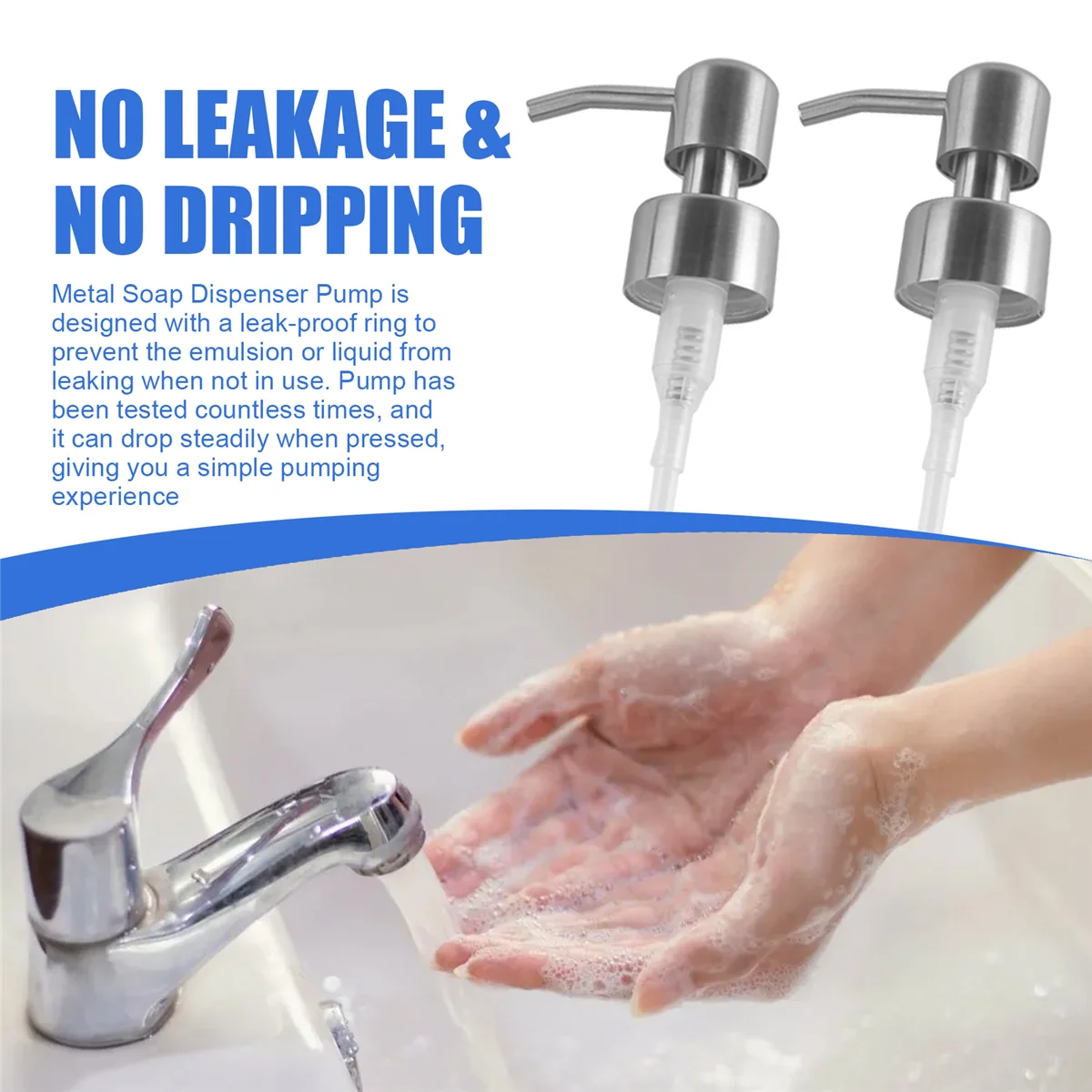 A70P Soap Dispenser Pump Replacement - 304 Stainless Steel Soap and Lotion Dispenser Pump for Regular 28/400 Neck Bottles