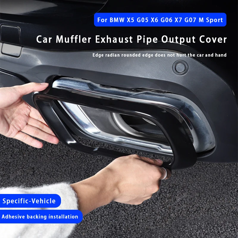 

Stainless Steel Glossy Black Car Tail Muffler Exhaust Pipe Output Cover Trim Accessories For BMW X5 G05 X6 G06 X7 G07 M Sport