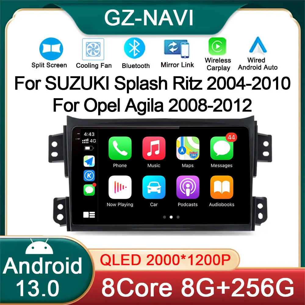 

Автомагнитола на Android 13 для SUZUKI Splash Ritz 2004-2010, Opel Agila 2008-2012