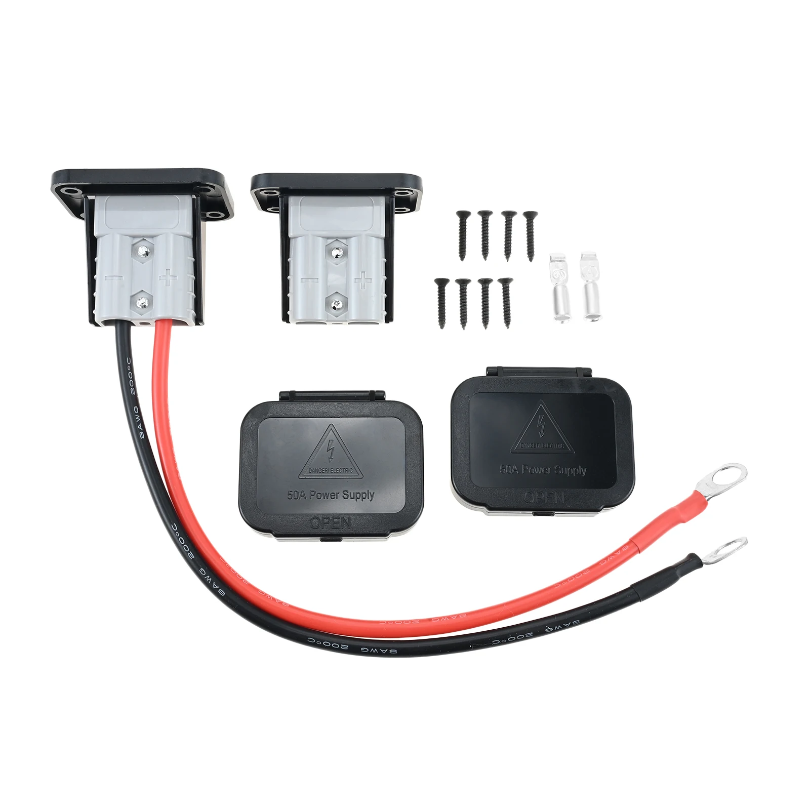 50Amp Plug with 8 Gauge Wire Harness Plug Connector Kit for Car Winch Trailer Quick Disconnect Battery Terminal