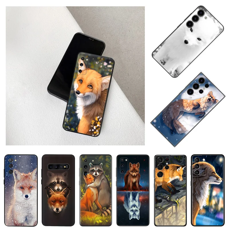 Phone Case For Samsung Galaxy S23 Ultra S22 Plus 5G S21 FE S20 S10 E Lite S9 S8 Animal Raccoon Fox Soft Camera Protective Cover