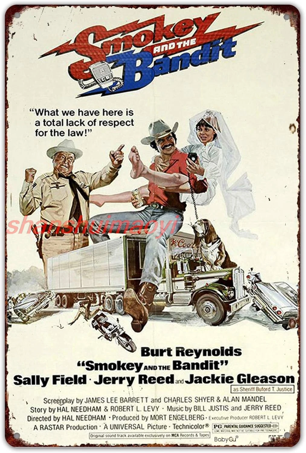 Ylens Smokey Bandit Tin Poster Burt Reynolds Reproduction Metal 8 x 12 7855