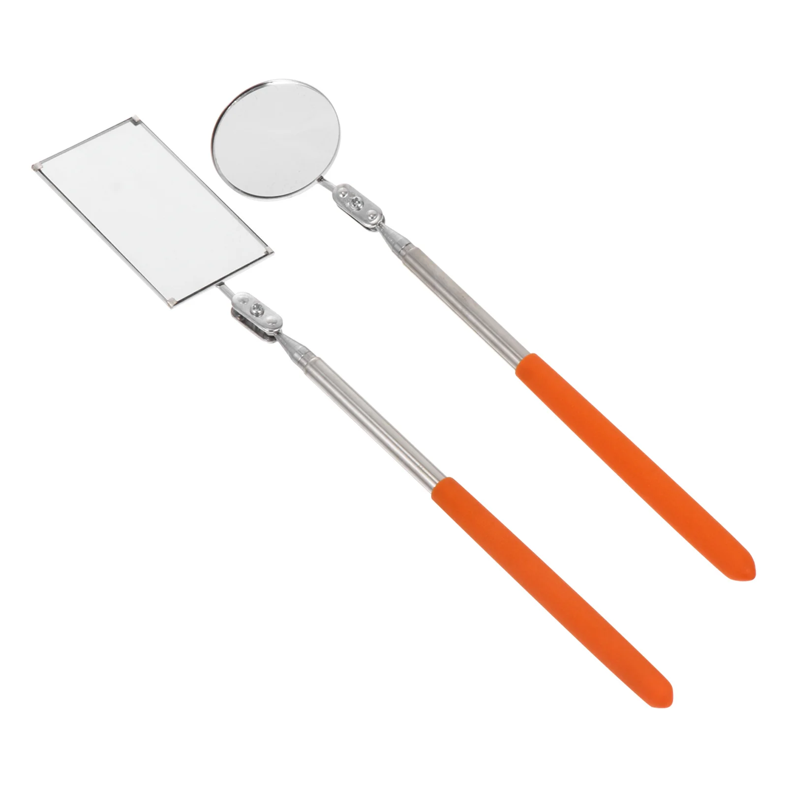 2 قطعة مرآة فحص دوارة للمركبة مع عمود قابل للتمديد لمقصورة محرك السيارات أداة ميكانيكا المساحات الضيقة المستديرة