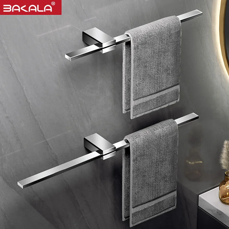 

Bakala 40/50cm Movable Towel Rack Towel Hanger Bath Towel Holder Wall Towel Bar Space Square Bathroom Shelf Kitchen Storage Rack