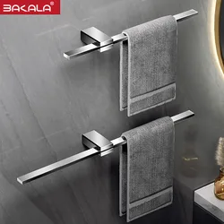 BAKALA 40/50cm Towel Rack Towel Hanger Bath Towel Holder Wall Towel Bar Space Square Bathroom Shelf Kitchen Rack