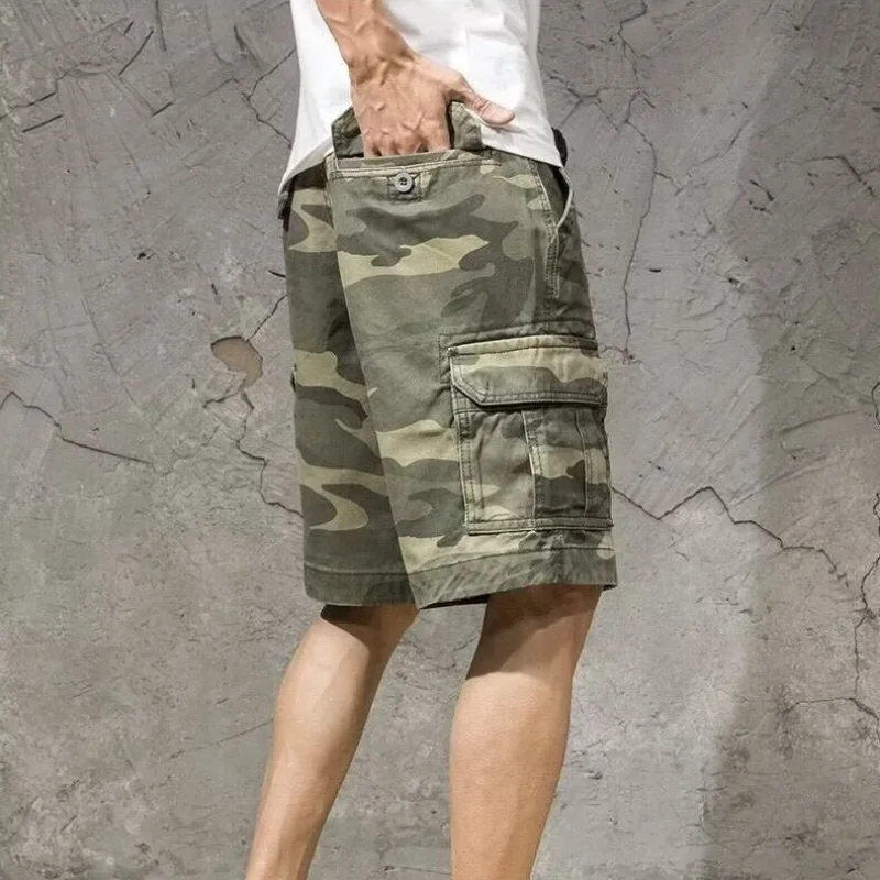 Short cargo camouflage pour homme, bermuda, grand et grand, confortable, en coton, pour la randonnée