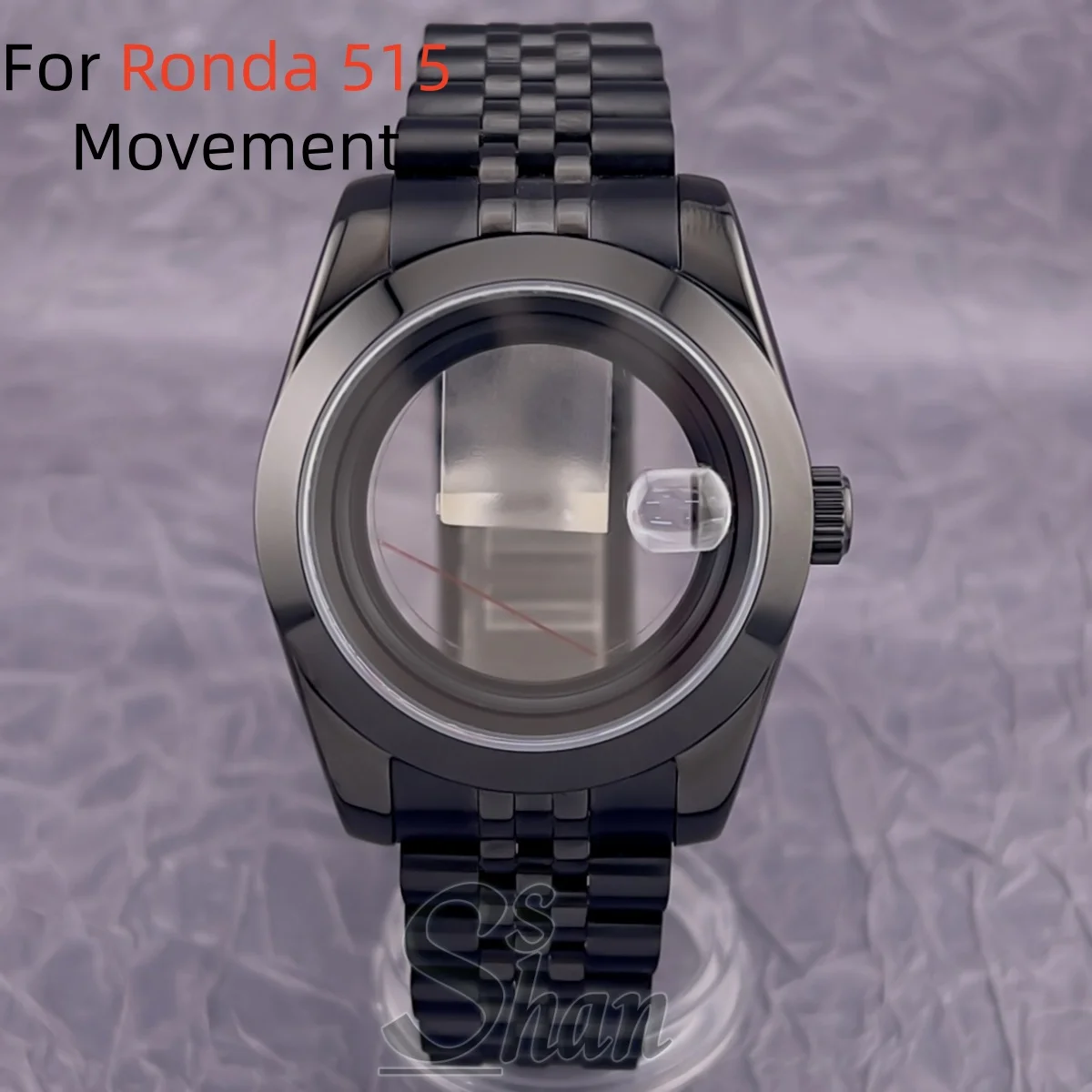 36mm 39mm 904L Stainless Steel Watch Case with Bracelet Sloped Bezel Compatible with Ronda 515 Quartz Movement Sapphire Crystal
