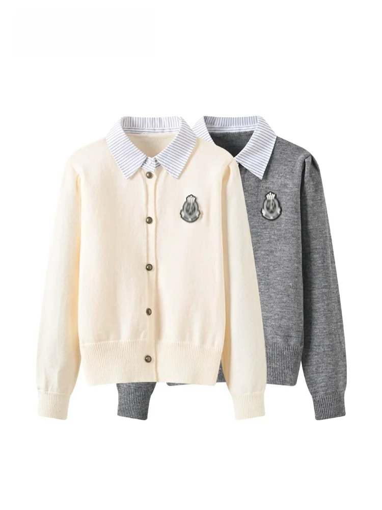 

Женский вязаный свитер больших размеров Ne Long Sve, осенне-зимний новый свитер для колледжа, искусственный двухсекционный из Thiened из полиэстера