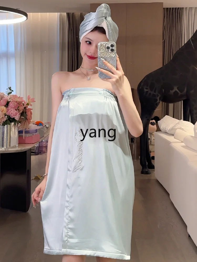 LMM absorbent tube top bath towel women's senior can wear wrapping bath skirt shower cap robe set