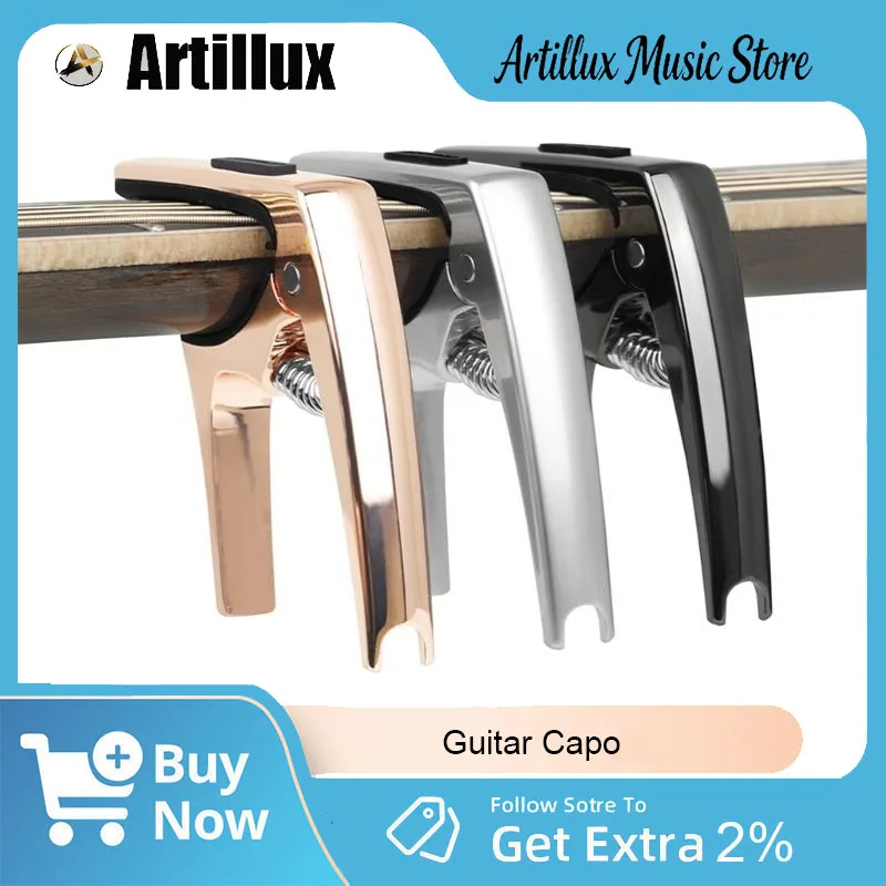 Artillux Guitar Capo with 3Pcs Picks Multifunctional High-Quality Metal+Silicone For Acoustic Classic Electric Guitar Accessory