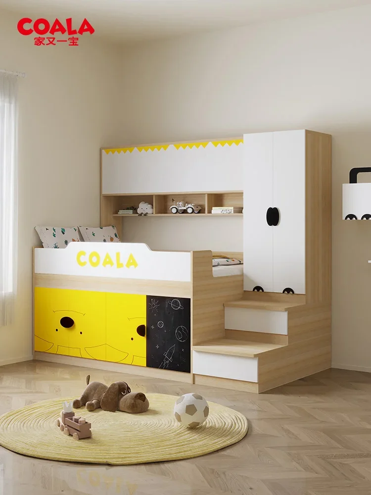 Armoire multifonctionnelle pour garçons et filles, lit demi-hauteur avec bureau pour enfants, lit combiné intégré, tatami de petite taille