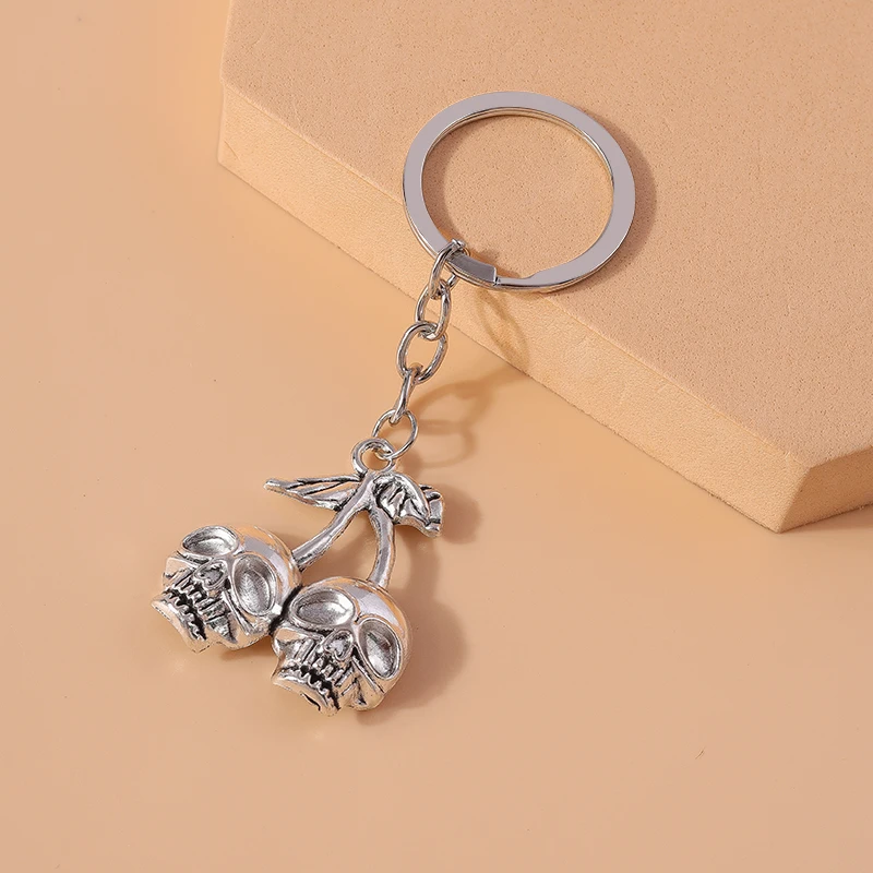Punk Metall Schädel Kopf Schlüssel bund für Auto Schlüssel Frauen Männer Handtasche Anhänger Schlüssel ringe Zubehör DIY Schmuck Geschenke – Detail 4
