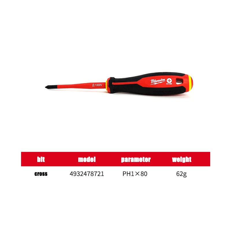 Milwaukee Three Touch Klebegriff VDE Isolierter Schraubendreher, Kreuz- und Flachschraubendreher für Elektriker, Handwerkzeug – Detail 13