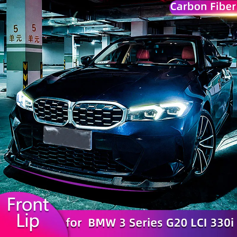 

Full Carbon Fiber Front Bumper Lip Spoiler for BMW 3 Series G20 LCI 330i Sedan 4D 2023 2024 Car Front Lip Chin Apron Body Kit