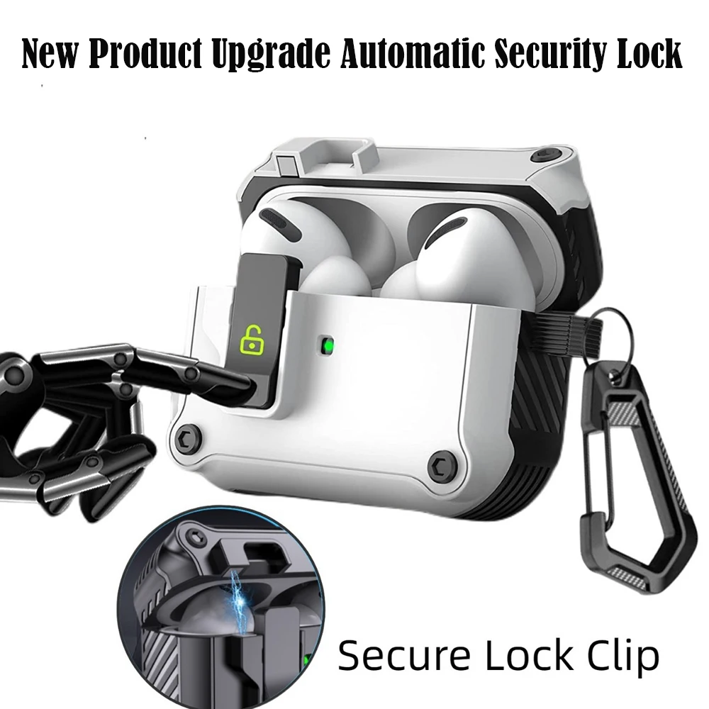 حافظة قفل أمان مقاومة للصدمات لأجهزة AirPods 4 4th Pro 2 2nd USB-C 2022 2023 غطاء حماية الجيل Funda مع خطاف جديد