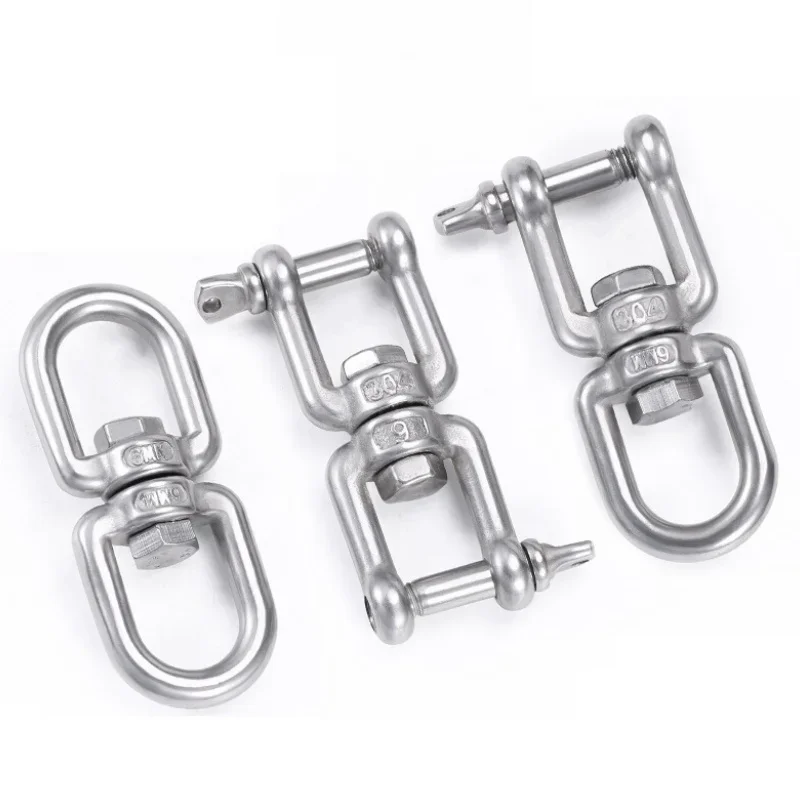 M4M5M6M8~M14 Double Ended Swivel Eye Hook Ring Connector Unloading Shackle Wire Rope Lock Chain Connecting Buckle 304 Stainless