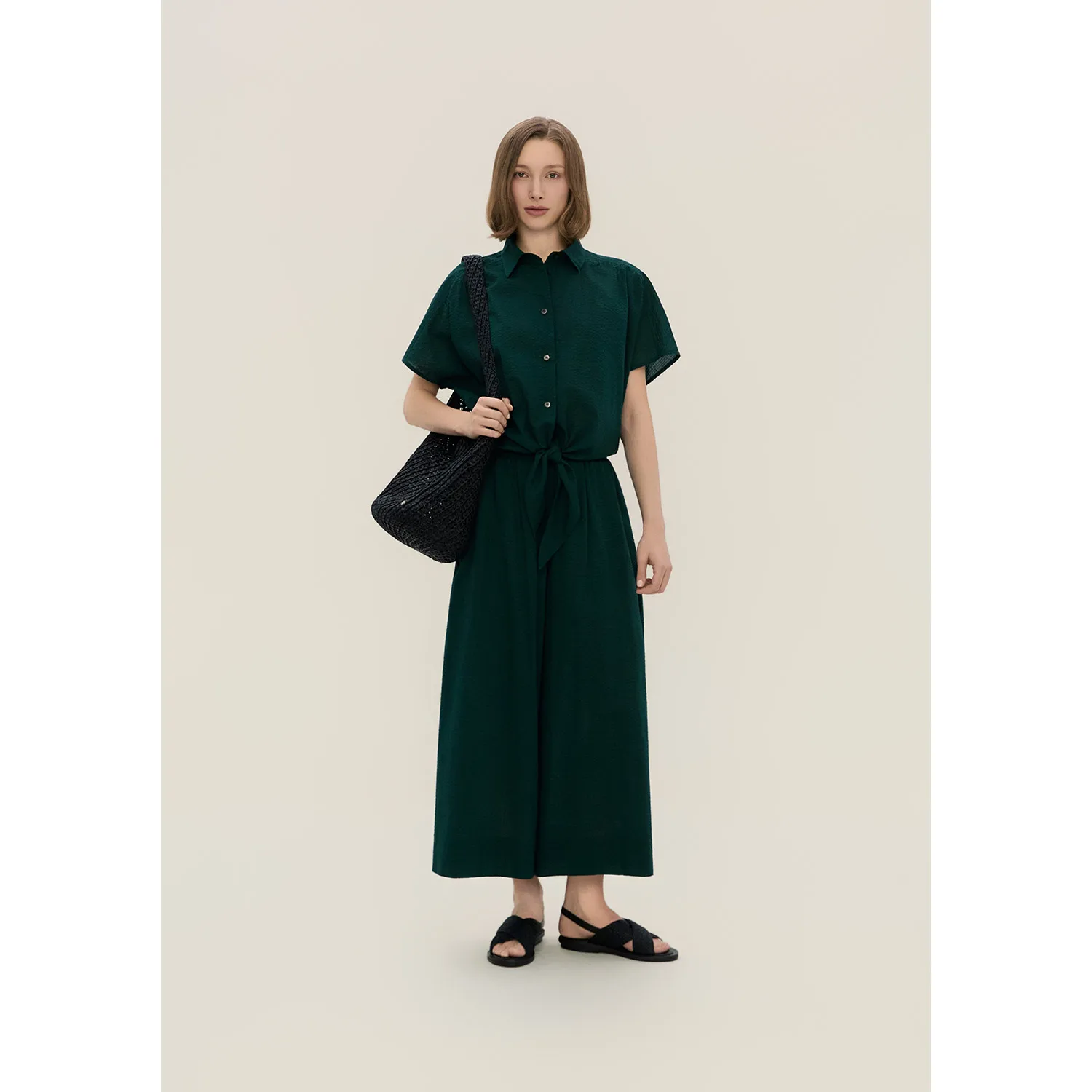 Mimifafa High-End Texture Elegance 26 New Fabric Set Short Sleeve Flip Collar Short Length Summer Fashion Women's Suit