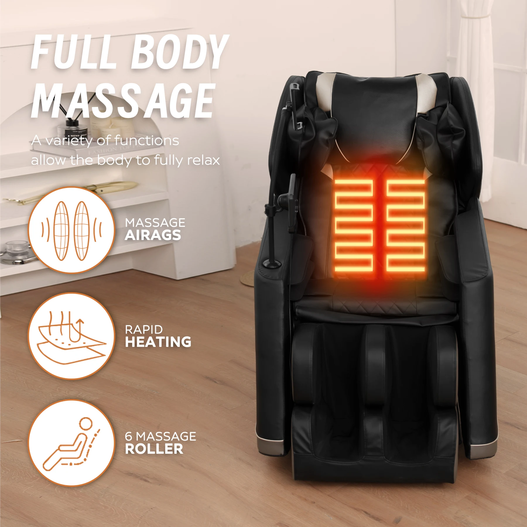 US Stock Ready To Ship Today 3D Zero Gravity Full Body Shiatsu Heated Massage Chair Recliner For Wholesale & Retail