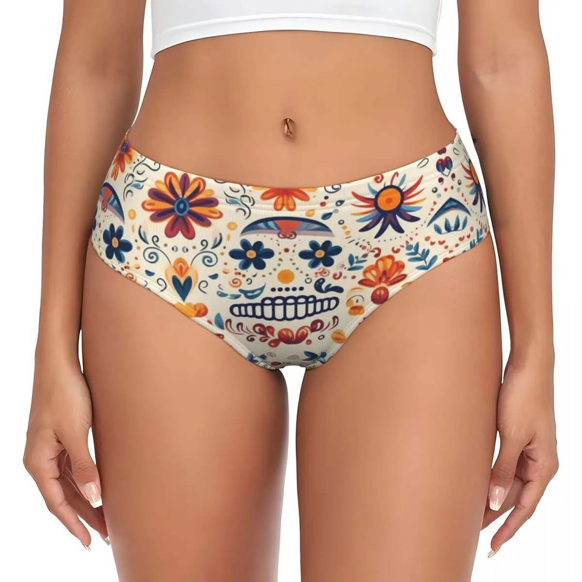 Custom Womens Mexican Decorations Brief Panties Female Breathable Underwear Underpants