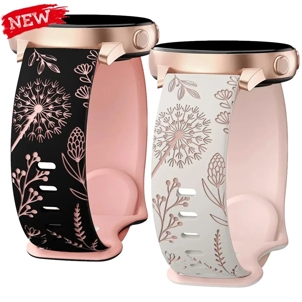 Two-Tone Dandelion 20mm Band for Galaxy Watch 4/5/6/7 44MM 40mm Strap Silicone Bracelet Galaxy Watch 6Classic 47mm Correas