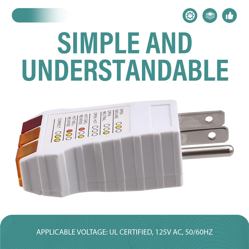 A72U Outlet Tester: Circuit Analysis Tool For Grounding Systems, Receptacle Security Test Device US Plug
