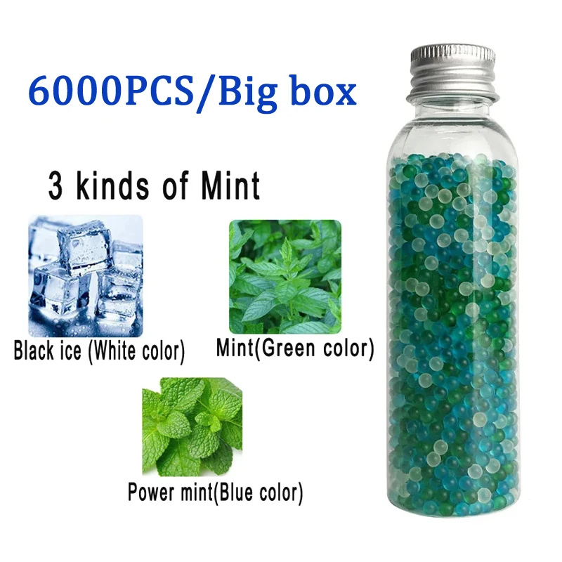 6000Pcs/Box DIY Mixed Fruit Flavours Capsules ball for Smoke Strong mint Cigarette Explosion Beads with Pusher Box Smoking Tools