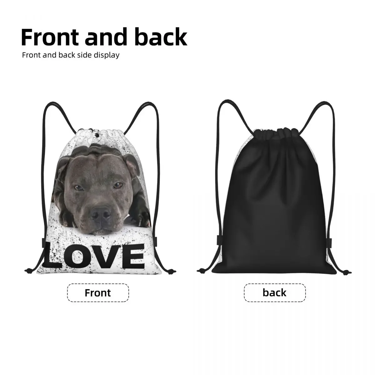 Cute Staffordshire Bull Terrier Dog Love Drawstring Backpack Sports Gym Bag for Women Men Animal Training Sackpack