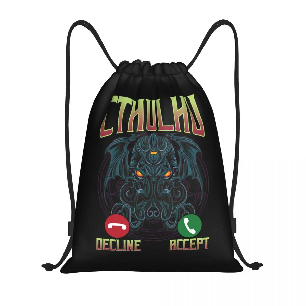 Custom The Call Of Cthulhu Drawstring Backpack Bags  Lightweight Dark Occult Mythical Monster Gym Sports Sackpack Sacks