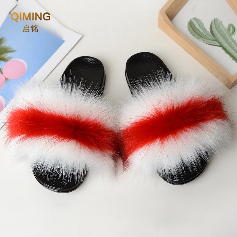 Letnie kapcie ze sztucznego futra Fuzzy Fur Slides For Women Fluffy Sandals Indoor Outdoor Ladies Shoes Woman Slipper Furry Flip Flops