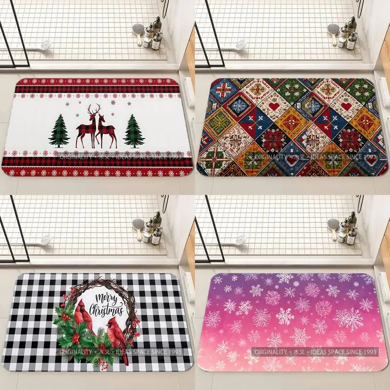 

Christmas Deer & Trees Living Room Decoration Home Sofa Non-Slip Carpet Study Bedroom Tatami Children'S Soft Floor Mat