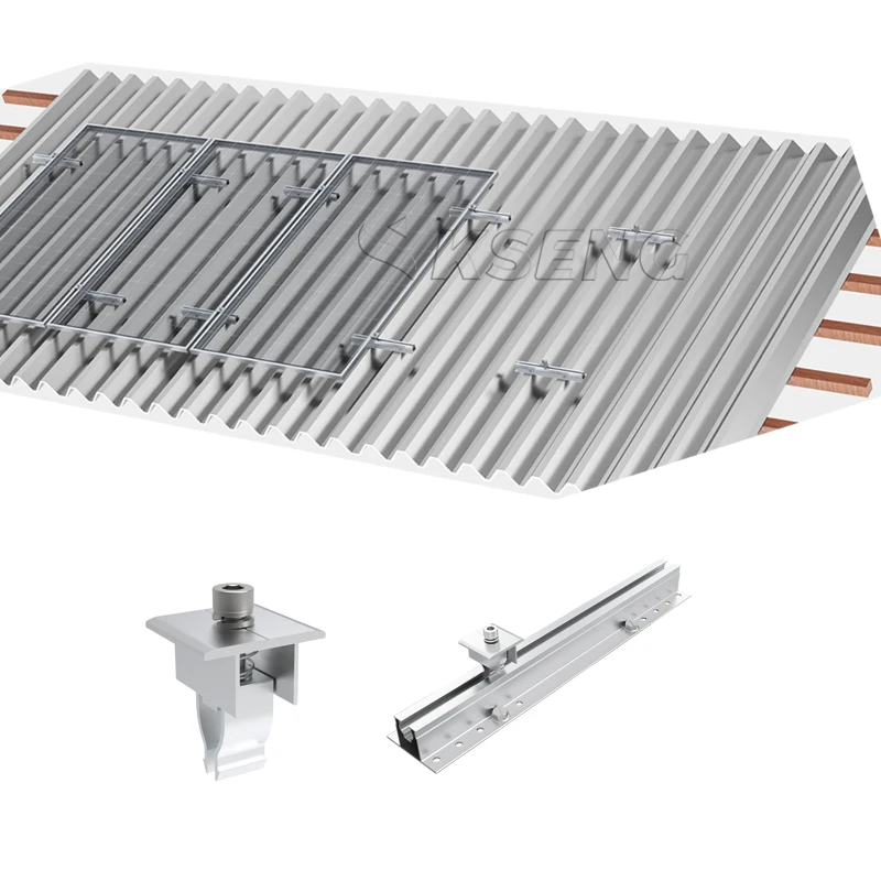 Economic CE Certified Aluminum Alloy Trapezoidal Mini Rail Solar Panel Mounting System Inter Clamp End Clamp for Metal Roof