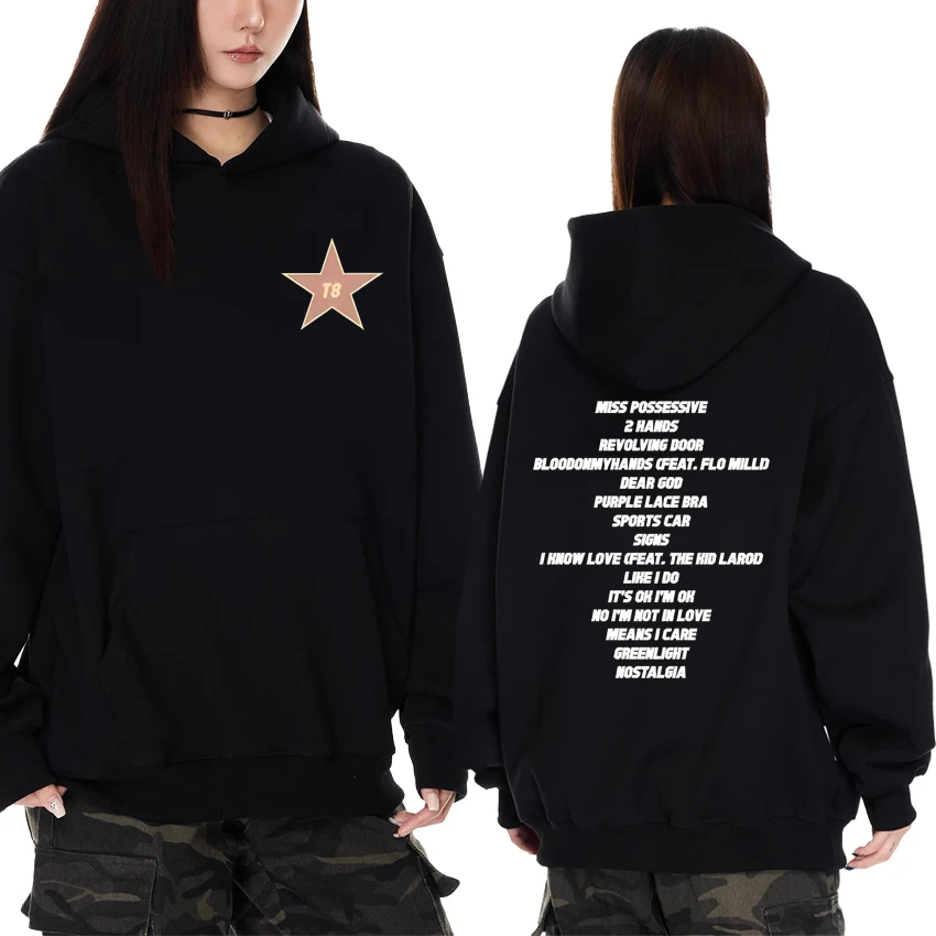 

Singer Tate McRae Tour 2025 Double Sided printed black Hoodie Men women fashion Y2k pullover Unisex Fleece Casual Sweatshirt