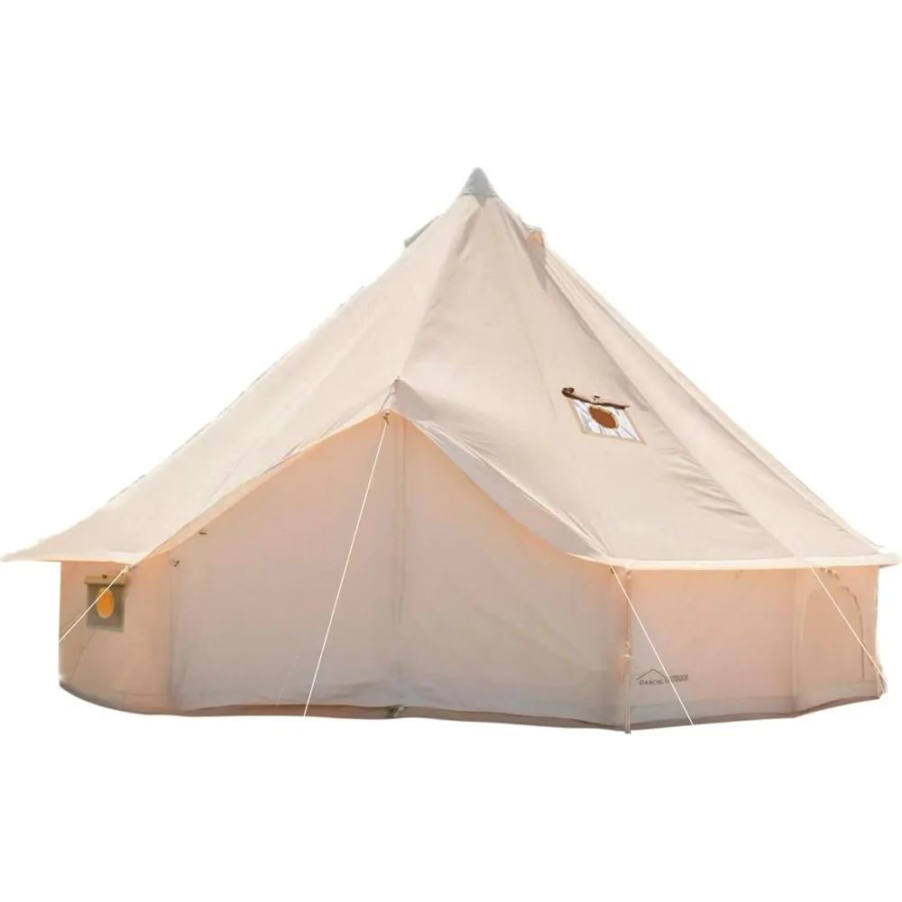 

Canvas Tent for Camping w/Stove Jack, 4 Season Glamping Yurt Tents Bell Tent for 4/6/8 Person Family, 13/16.4/20ft