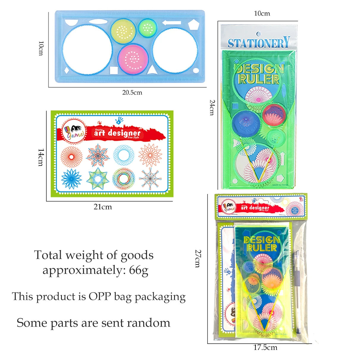 スピログラフ描画アート定規セット、学生、子供、男の子、女の子向けの楽しいデザインDIY曲線描画