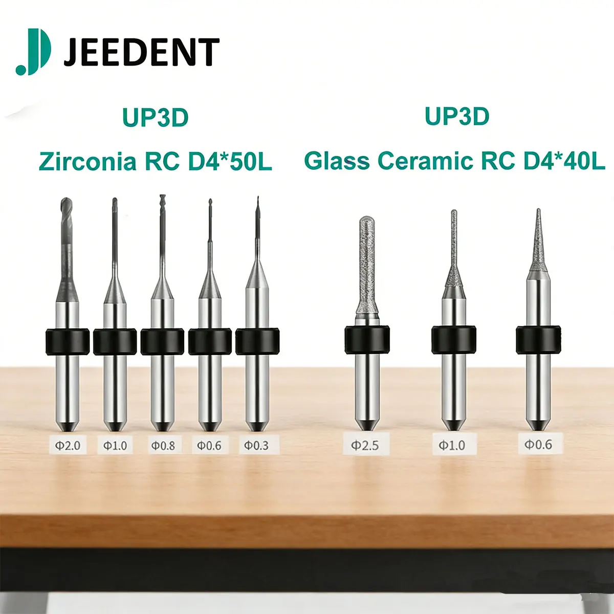 

JEEDENT UP3D Dental Lab Milling Burs For Zirconia & Lithium Disilicate Emax High Precision Diamond Grinding Drill Dental Tool