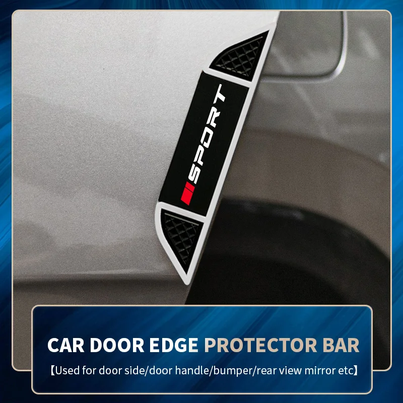 4-piece set of two grid red SPORT door bumper stickers, car door edge anti-collision scratch protection stickers